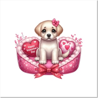 Valentine Labrador Retriever Dog in Bed Posters and Art